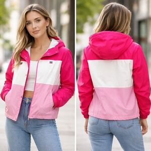 Levi's‎ Pink Colorblock Hooded Windbreaker Jacket Retro Women M